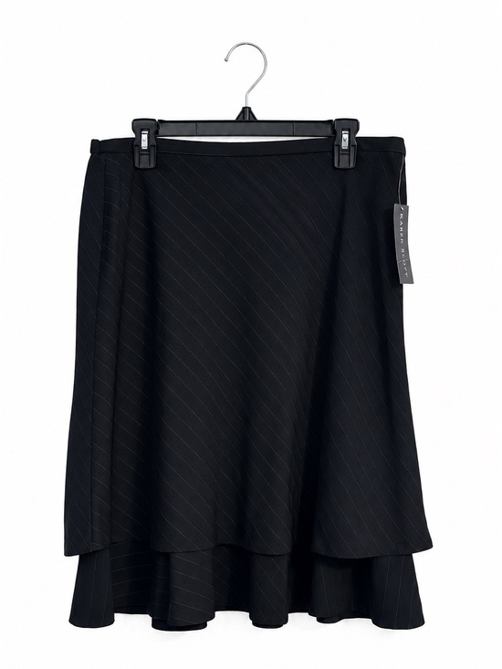 Karen Scott Dresses & Skirts - Karen Scott Pinstripe Midi Skirt – Women’s Size 14 – NWT Black Tiered Hem